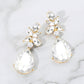 Madeline Love Gold Teardrop Stone Dangle Evening Earrings