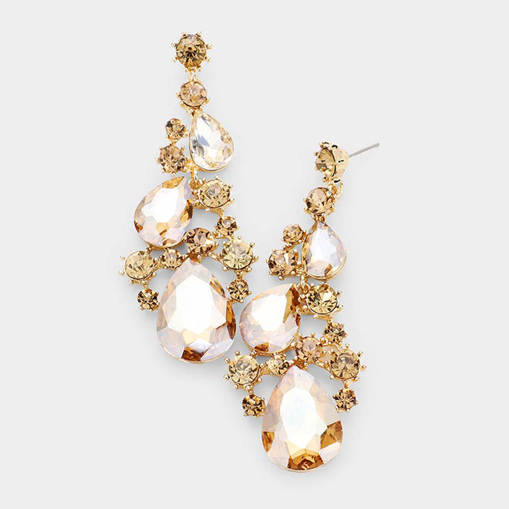 Madeline Love Lt Col Topaz Pear Crystal Rhinestone Vine Evening Earrings