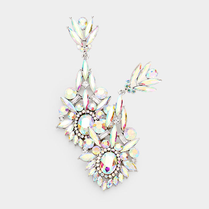 Madeline Love AB, Rhodium Crystal Rhinestone Statement Evening Earrings