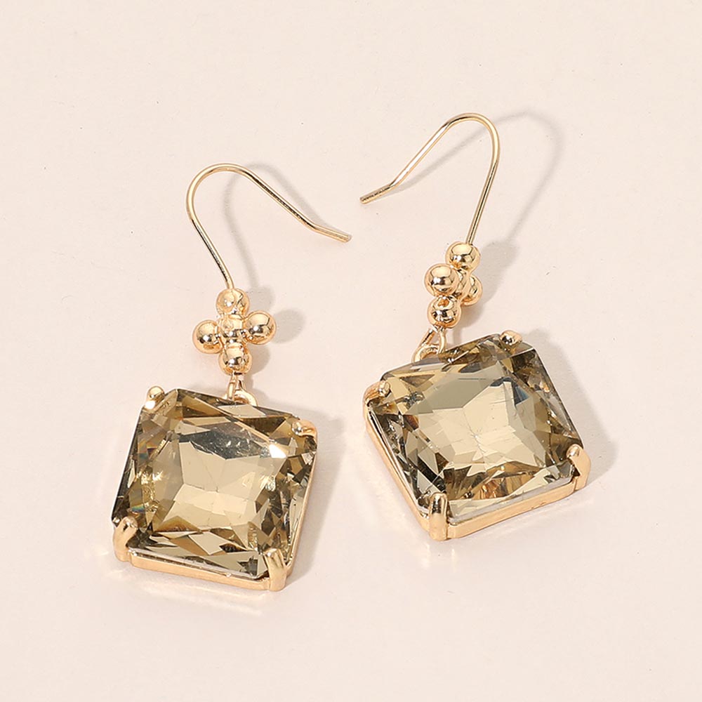 Madeline Love Brown Faceted Square Gem Drop Earrings