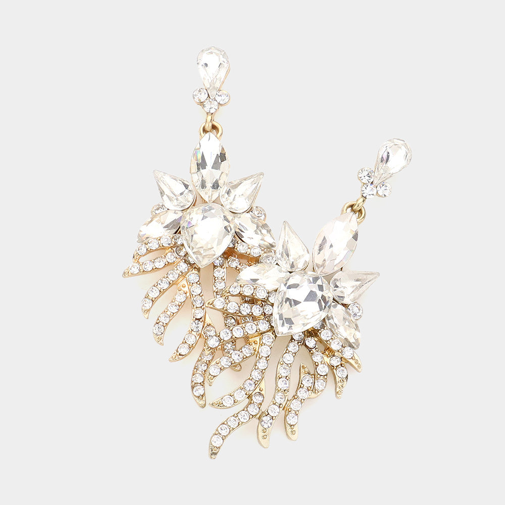 Madeline Love Clear, Gold Fantastical Reef Evening Earrings