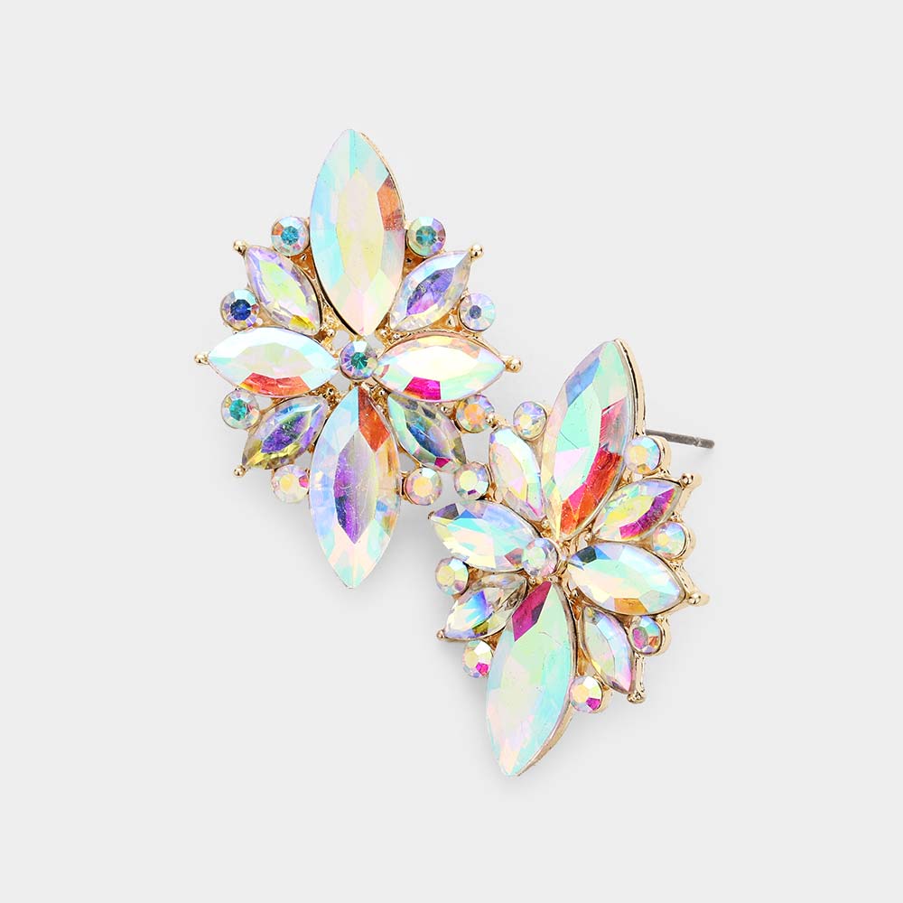 Madeline Love AB Marquise Crystal Floral Evening Earrings