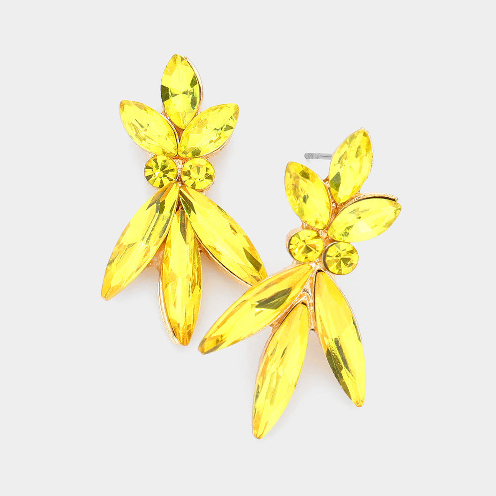 Madeline Love Yellow Marquise Stone Accented Evening Earrings