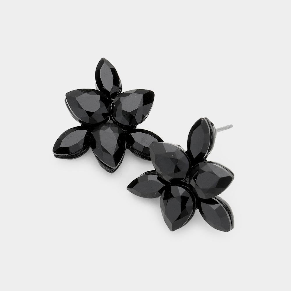 Madeline Love Black Marquise Teardrop Stone Cluster Evening Stud Earrings