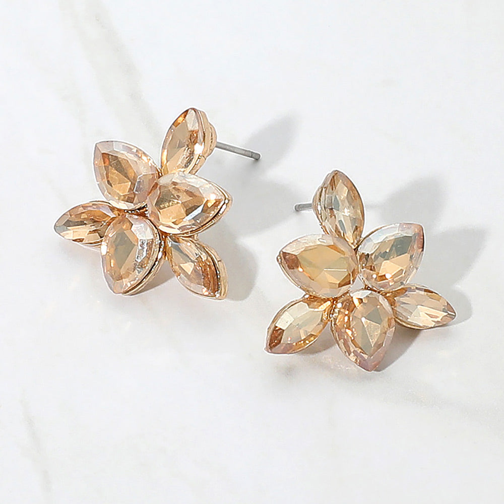 Madeline Love Gold, Lt Col Topaz Marquise Teardrop Stone Cluster Evening Stud Earrings
