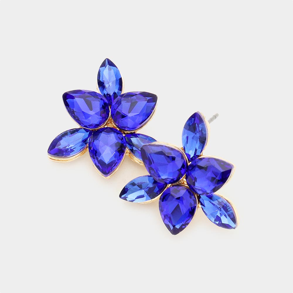 Madeline Love Sapphire Marquise Teardrop Stone Cluster Evening Stud Earrings