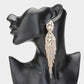Madeline Love AB, Gold Rhinestone Long Drop Statement Evening Earrings