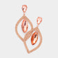 Madeline Love Peach Teardrop Marquise Stone Accented Dangle Evening Earrings