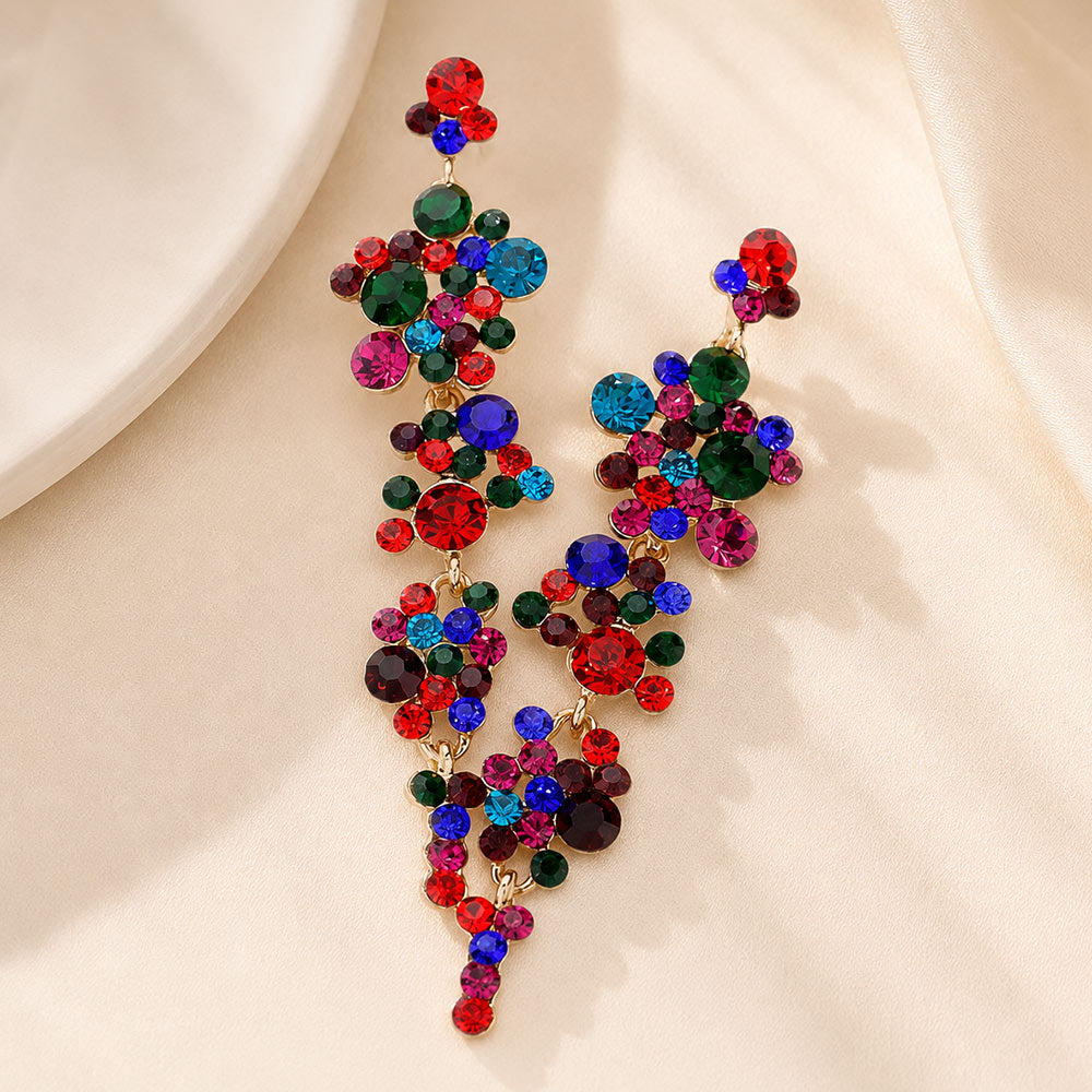 Madeline Love Multi Bubble Stone Cluster Dangle Evening Earrings