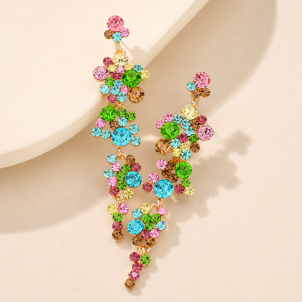 Madeline Love Light, Multi Bubble Stone Cluster Dangle Evening Earrings