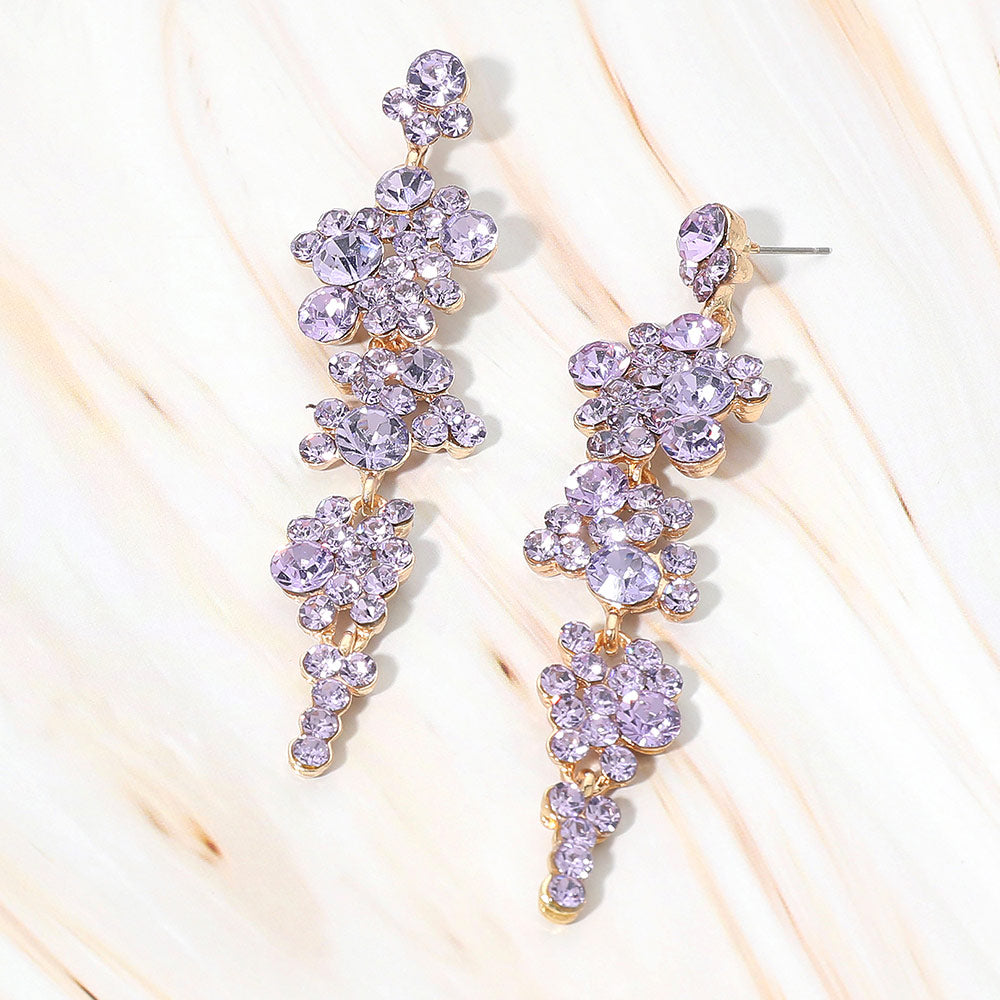 Madeline Love Lavender Bubble Stone Cluster Dangle Evening Earrings