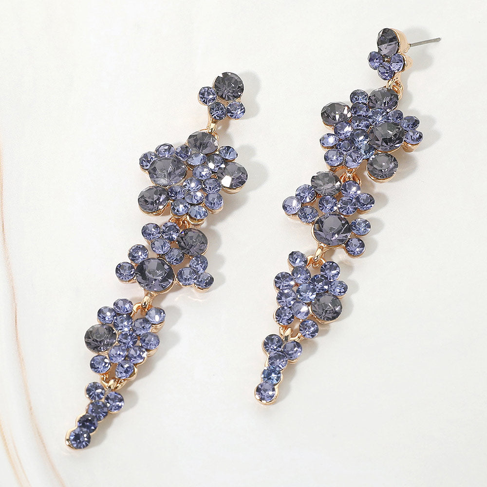Madeline Love Tanzanite Bubble Stone Cluster Dangle Evening Earrings