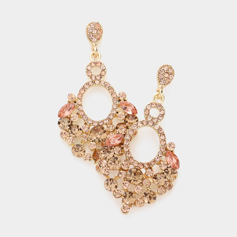 Madeline Love Lt Col Topaz, Peach Marquise Crystal Chandelier Statement Evening Earrings