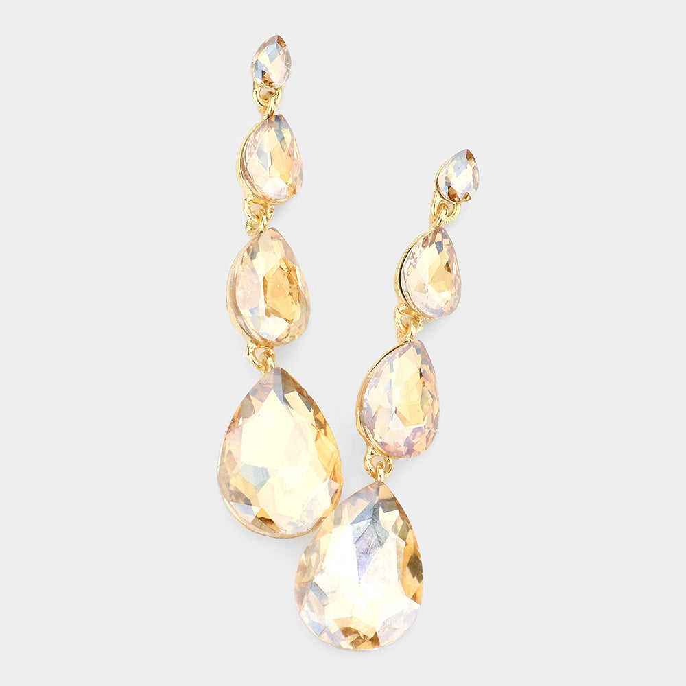 Madeline Love Lt Col Topaz Teardrop Stone Link Dangle Evening Earrings