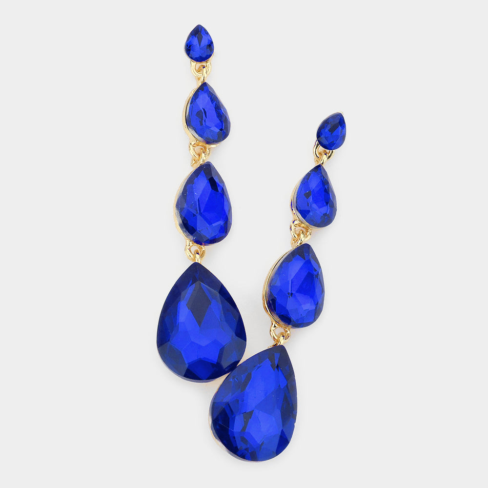 Madeline Love Sapphire Teardrop Stone Link Dangle Evening Earrings