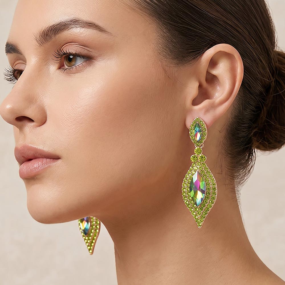 Madeline Love Gold, Vitrail Medium Marquise Stone Accented Evening Earrings
