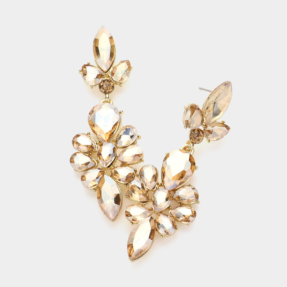 Madeline Love Gold, Lt Col Topaz Teardrop Stone Cluster Embellished Dangle Evening Earrings