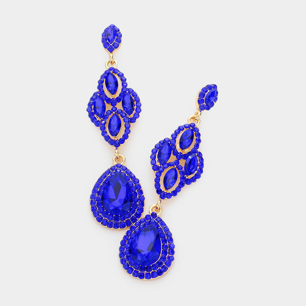 Madeline Love Sapphire Teardrop Stone Accented Dangle Evening Earrings