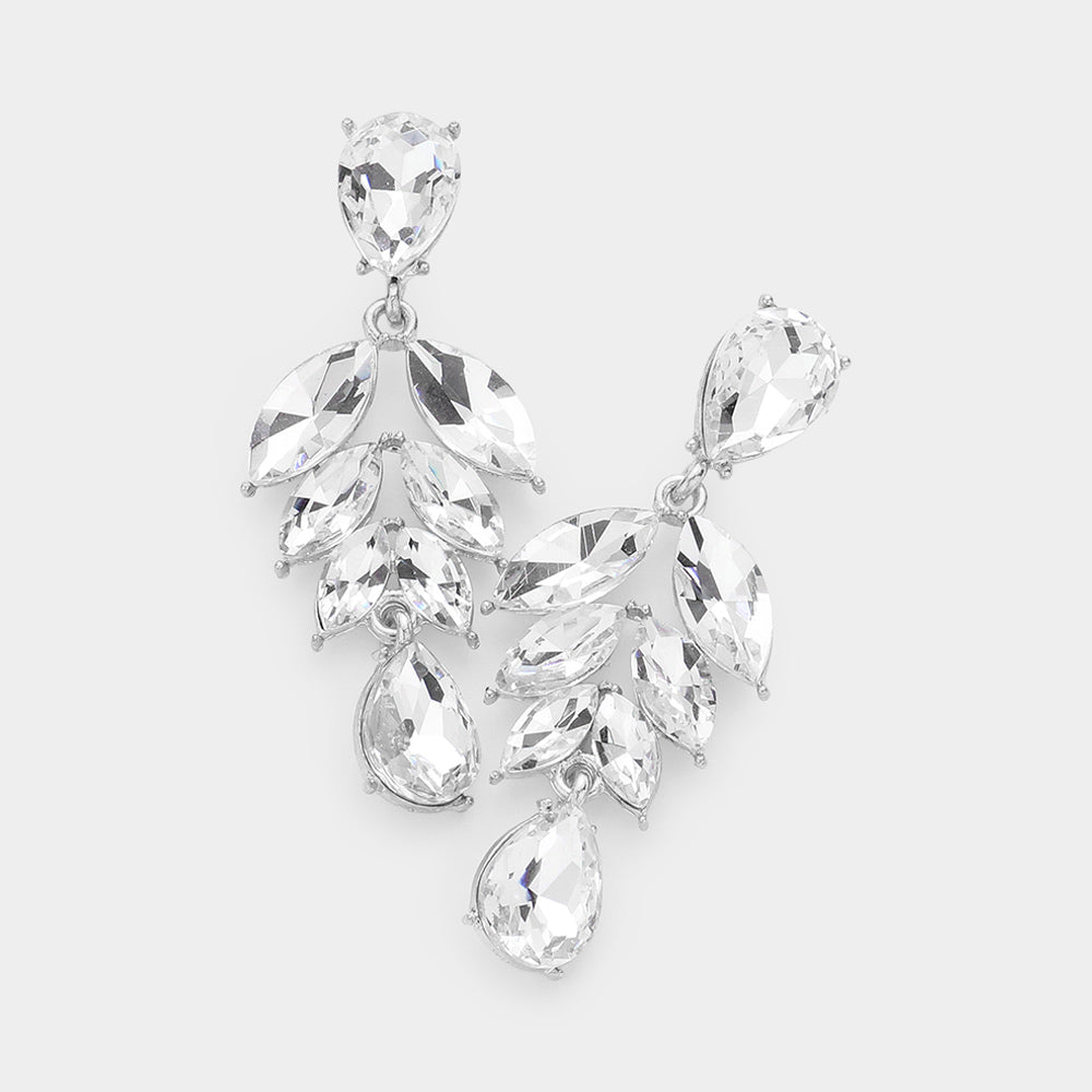 Madeline Love Silver Marquise Stone Cluster Dropdown Dangle Evening Earring