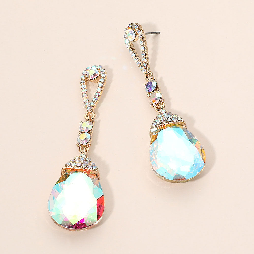 Madeline Love AB, Gold Teardrop Accent Evening Earrings