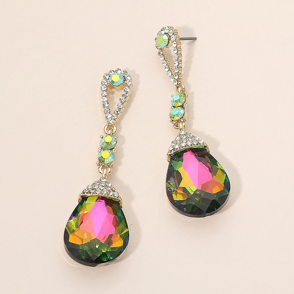 Madeline Love Gold, Vitrail Medium Teardrop Accent Evening Earrings