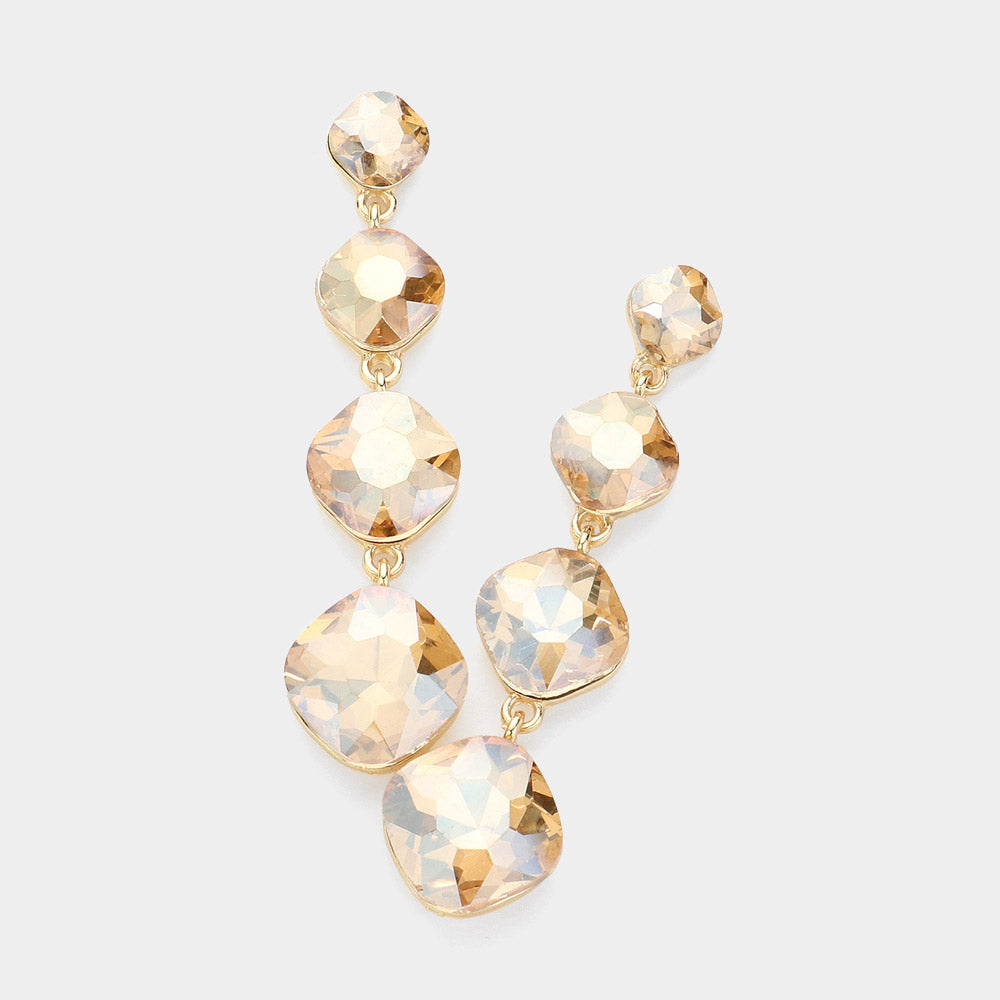 Madeline Love Gold, Lt Col Topaz Round Stone Cluster Link Dropdown Evening Earrings