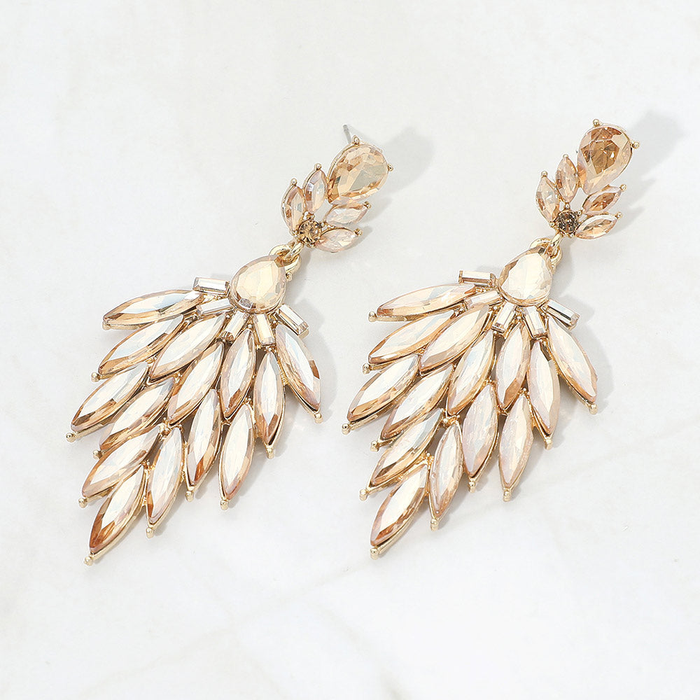 Madeline Love Gold, Lt Col Topaz Marquise Cluster Embellished Drop Evening Earrings