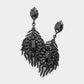 Madeline Love Jet Black Oval Crystal Rhinestone Flame Evening Earrings
