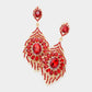 Madeline Love Siam Oval Crystal Rhinestone Flame Evening Earrings