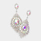 Madeline Love AB, Rhodium Oval Crystal Rhinestone Flame Evening Earrings