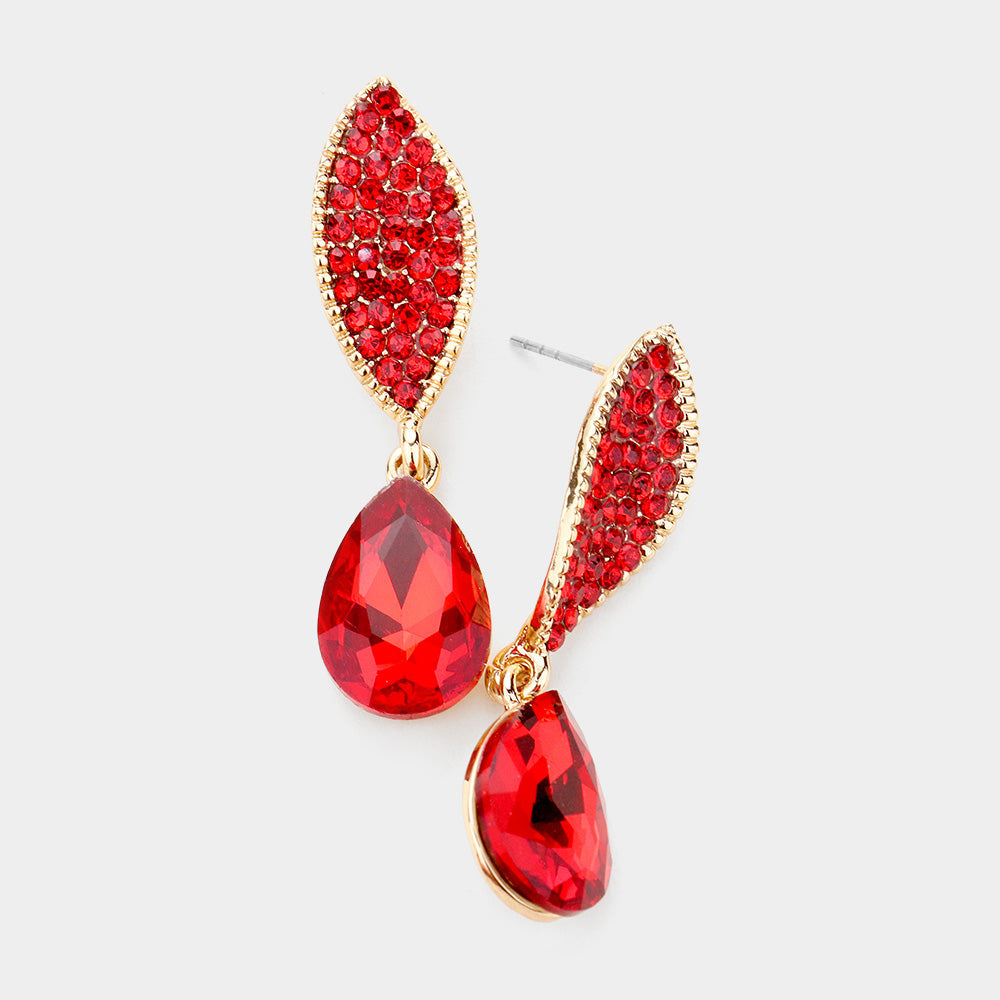 Madeline Love Red Teardrop Stone Dangle Evening Earrings