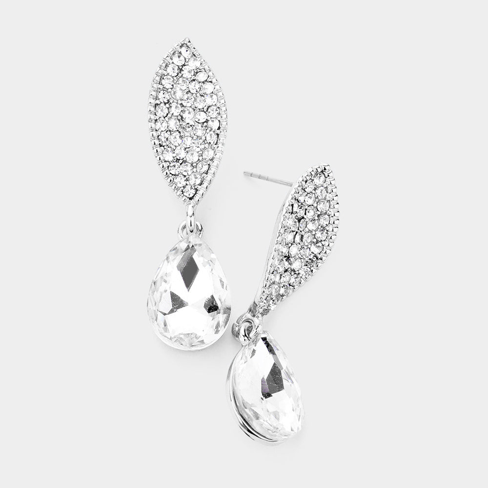 Madeline Love Rhodium Teardrop Stone Dangle Evening Earrings