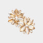 Madeline Love Gold, Lt Col Topaz Marquise Stone Cluster Flower Evening Earrings