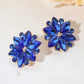 Madeline Love Gold, Sapphire Marquise Stone Cluster Flower Evening Earrings