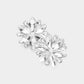 Madeline Love Clear, Silver Marquise Stone Cluster Flower Evening Earrings
