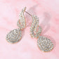 Madeline Love Clear, Gold Rhinestone Embellished Teardrop Dangle Evening Earrings