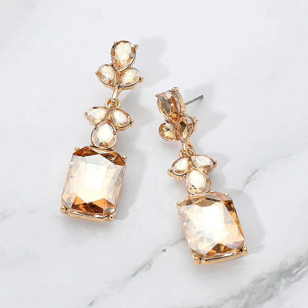 Madeline Love Gold, Lt Col Topaz Geometric Rectangle Drop Evening Earrings