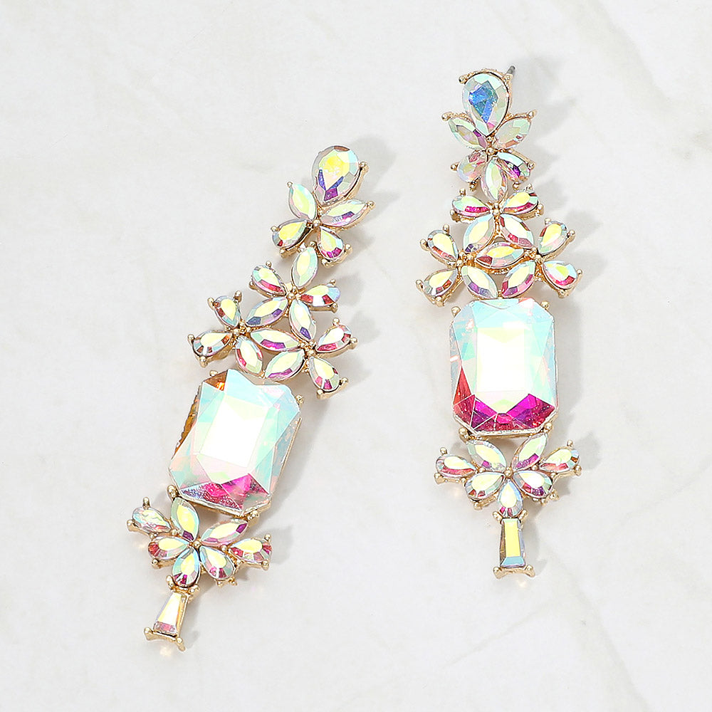 Madeline Love AB, Gold Bold Geometric Stone Drop Evening Earrings