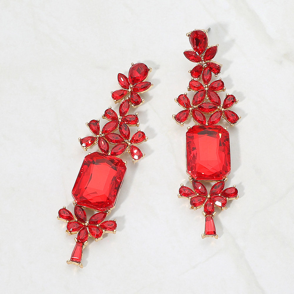 Madeline Love Gold, Siam Bold Geometric Stone Drop Evening Earrings