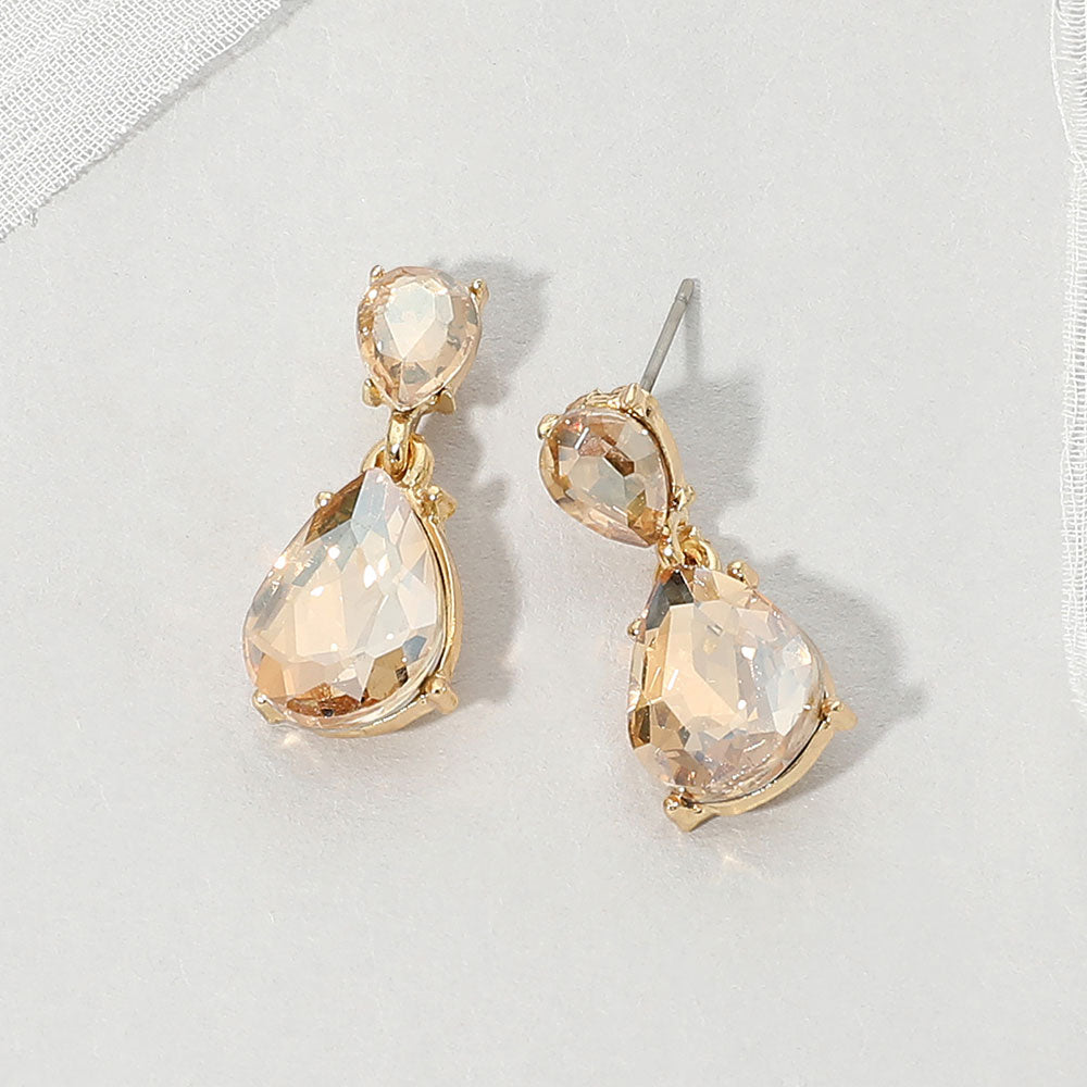Madeline Love Gold, Lt Col Topaz Teardrop Stone Cluster Drop Evening Earrings