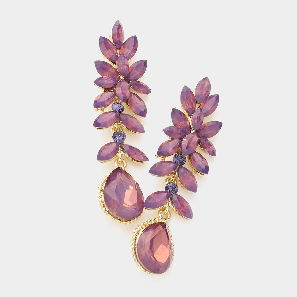 Madeline Love Amethyst , Opal Crystal Rhinestone Marquise Evening Earrings