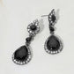 Madeline Love Black, Clear Teardrop Crystal Drop Evening Earrings