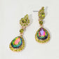 Madeline Love Gold, Vitrail Medium Teardrop Crystal Drop Evening Earrings