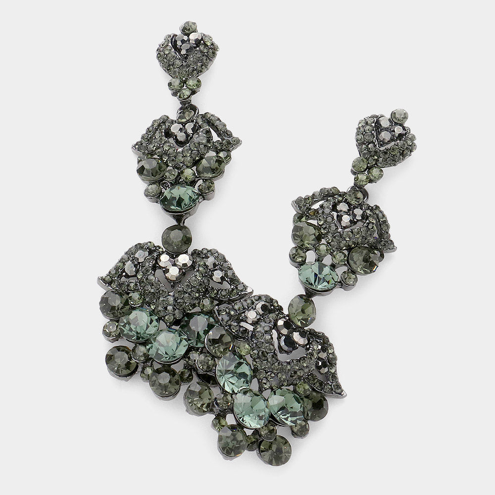 Madeline Love Black Diamond, Gun Metal Bubble Crystal Rhinestone Evening Earrings