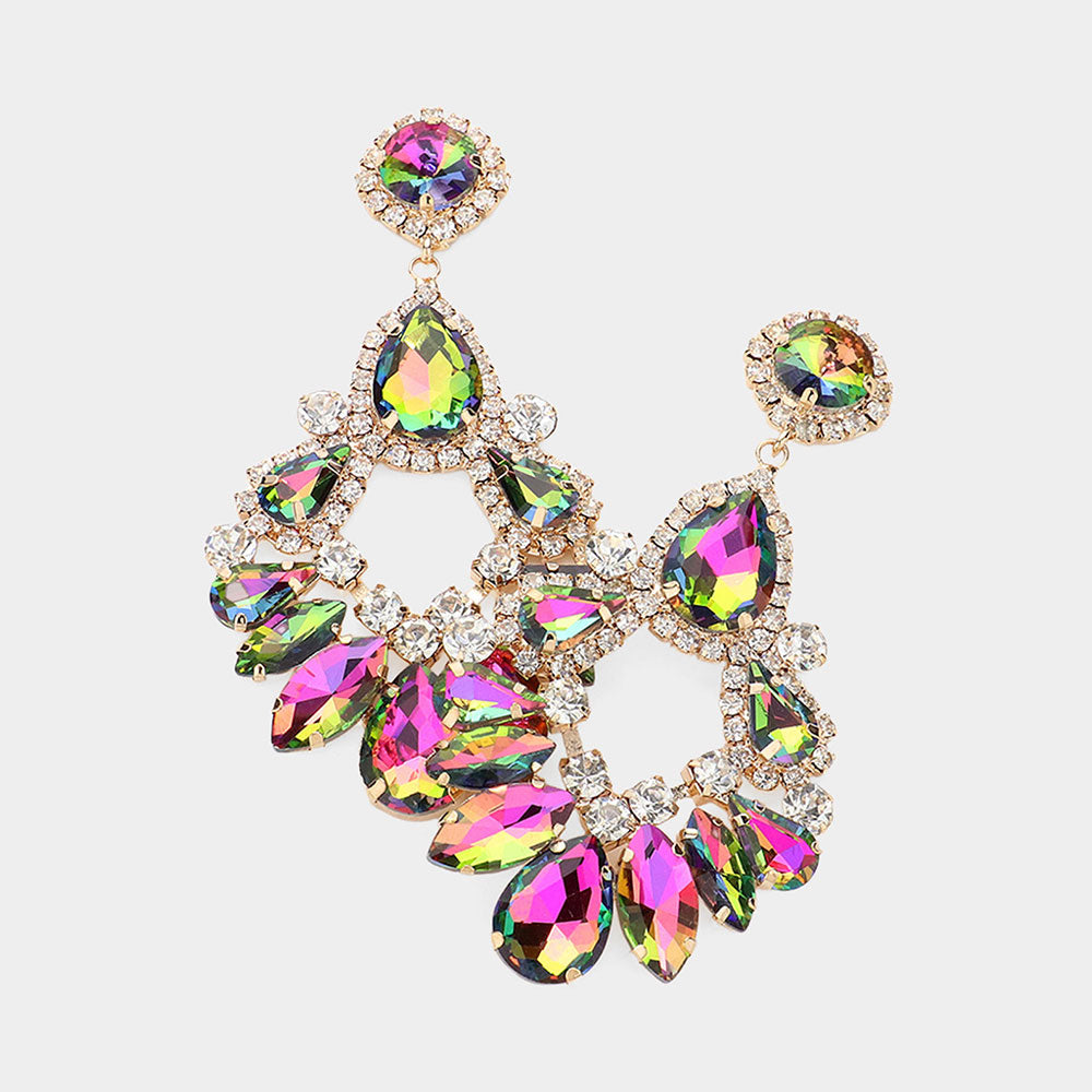 Madeline Love Vitrail Medium Teardrop Marquise Crystal Drop Evening Earrings