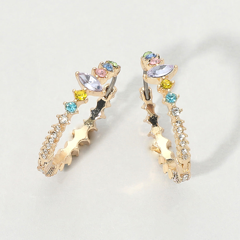 Madeline Love Light, Multi Marquise Stone Accent Round Crystal Around Huggie Hoop Earrings