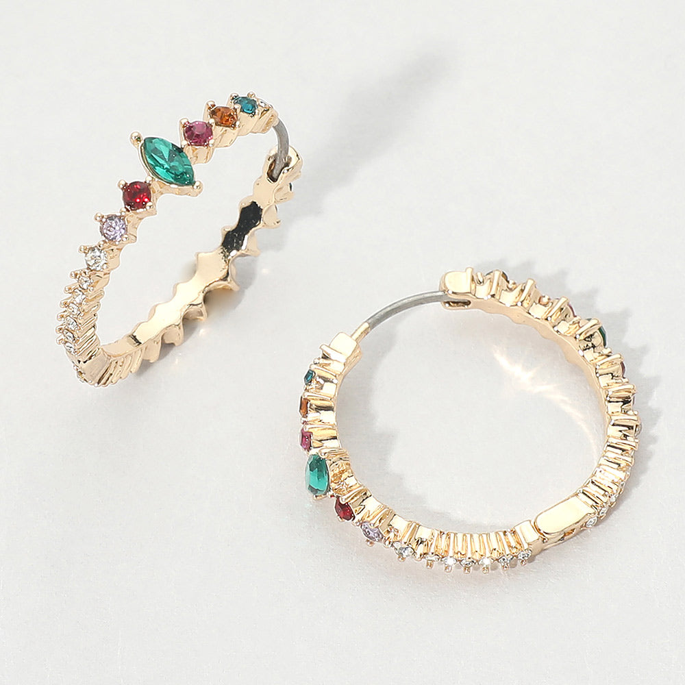 Madeline Love Multi Marquise Stone Accent Round Crystal Around Huggie Hoop Earrings
