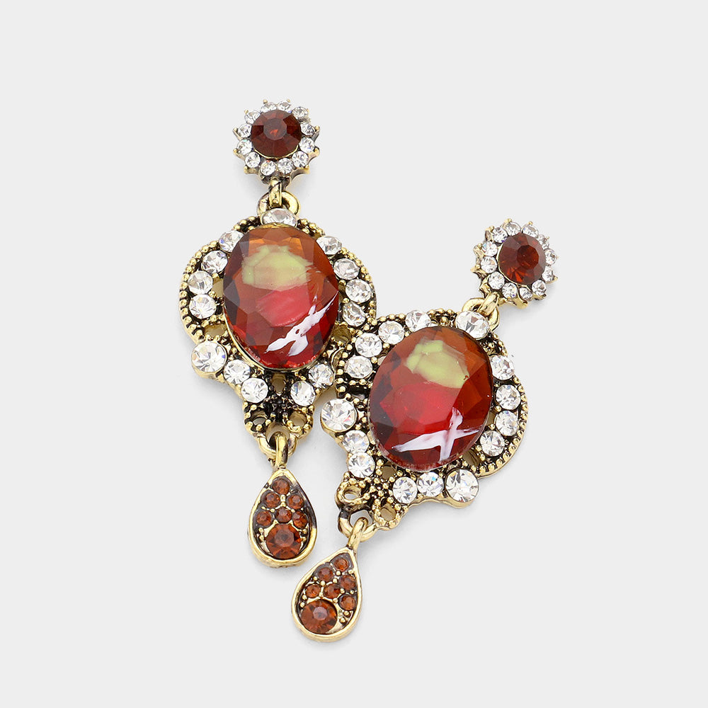 Madeline Love Gold, Topaz Victorian Splash Dangle Earrings