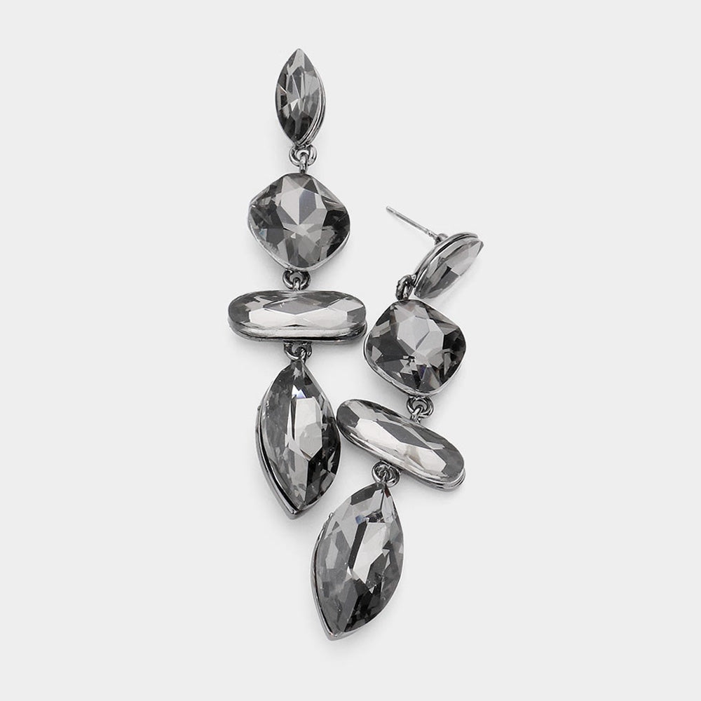 Madeline Love Black Diamond Marquise Crystal Drop Evening Earrings