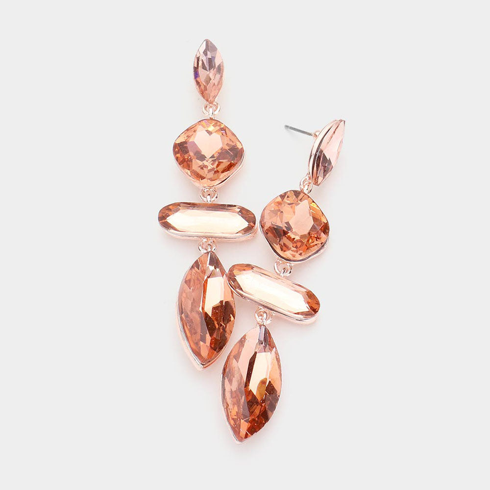 Madeline Love Peach Marquise Crystal Drop Evening Earrings